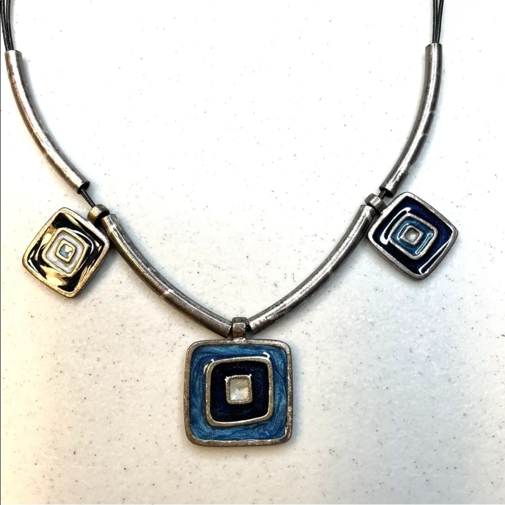 Chico’s Pendant Necklace Silver Tone Tribal Boho